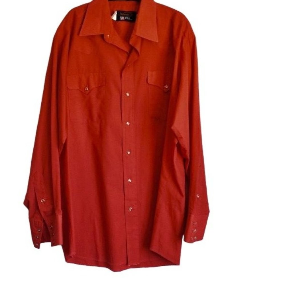 Men's Panhandle Slim Red Western Dress Shirt Size 16.5